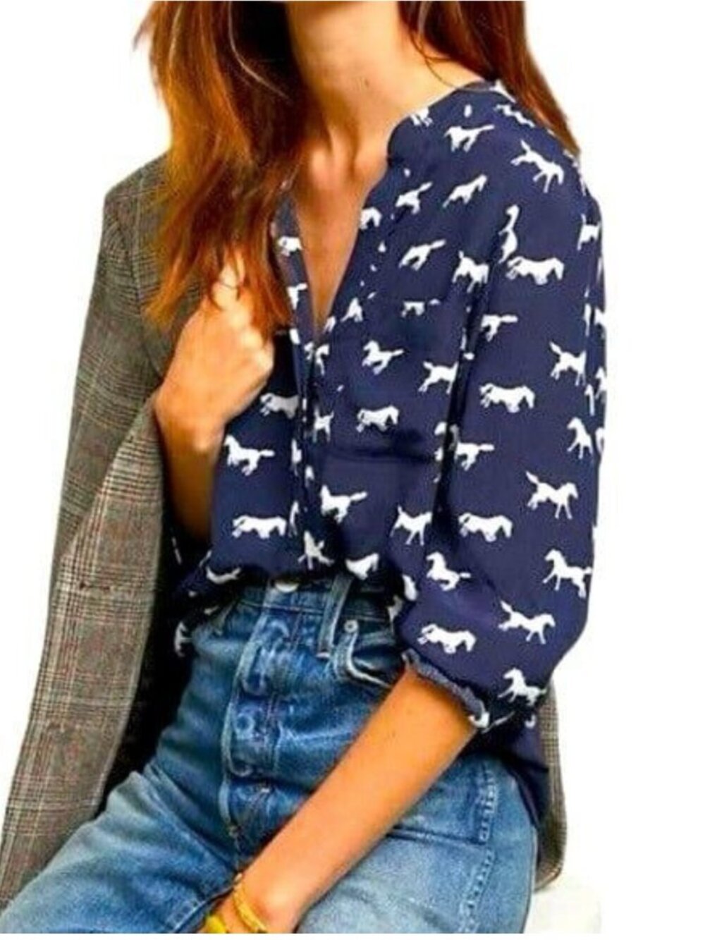 Anthropologie Porridge Horse Print top